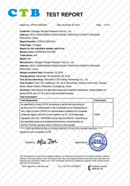 LA CHINE Chengdu Fengke Precision Tool Co., Ltd. Certifications